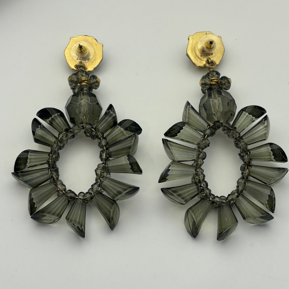J. Crew Statement Earrings Pierced Green Lightweight Large - Picture 2 of 8